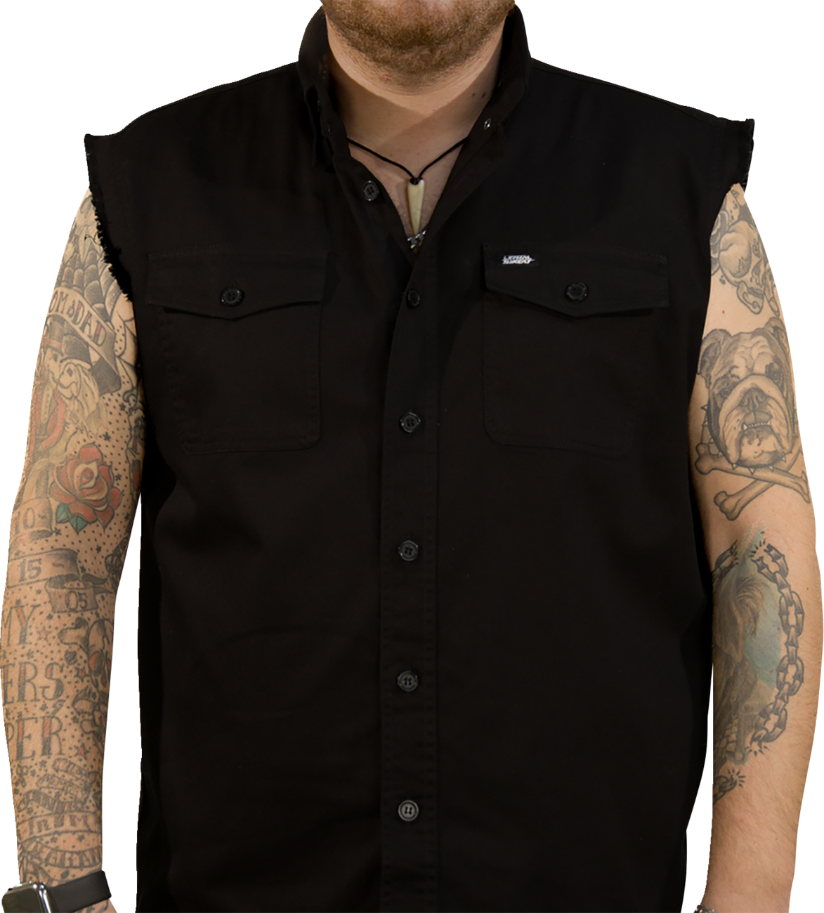LETHAL THREAT FTW Skull Printed Sleeveless Button Down Shirt
