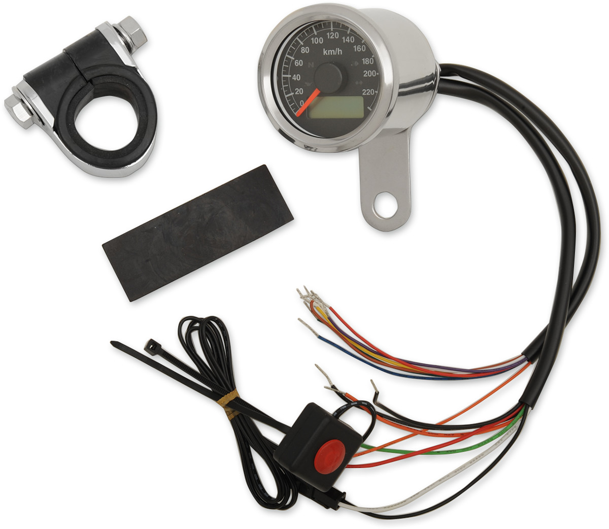 Drag Specialties 1-7/8" Mini Programmable Metric Speedometer with Indicator Lights