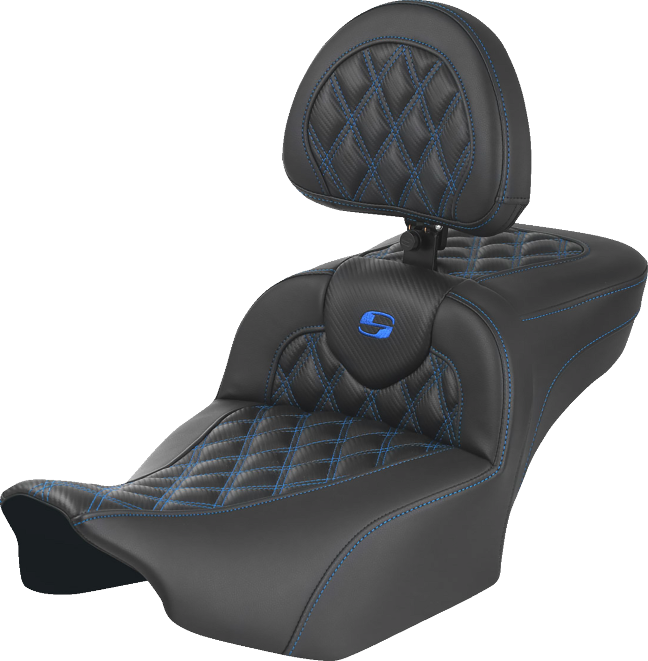 Saddlemen Roadsofa Extended Reach Seat Backrest Blue Stitch FLHX FLTR 23-24