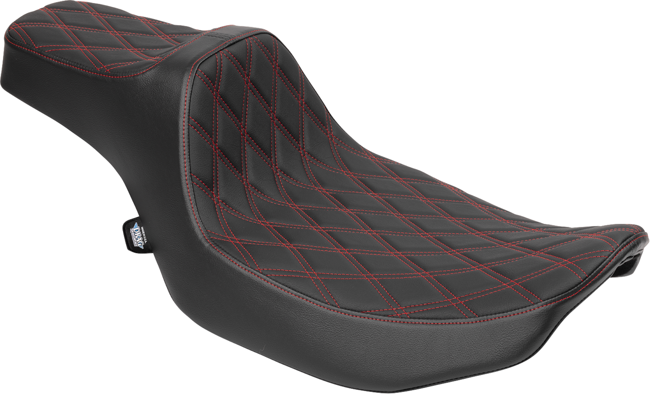 Drag specialties seats Extended Reach Predator III Set - Vinyl - Red Double Diamond Stitch - FLT/FLH '23-'24 Harley Davidson