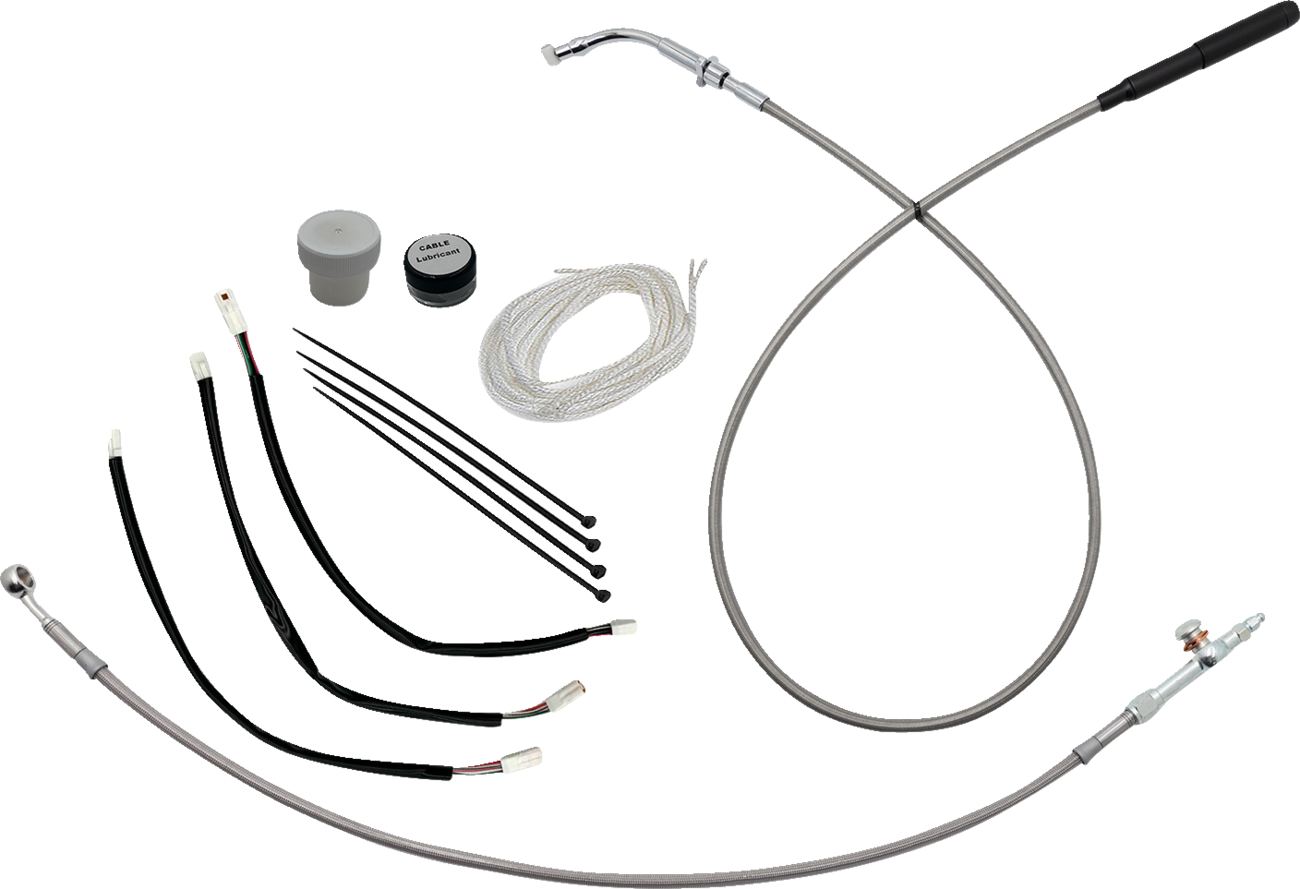 Fat baggers inc. EZ Install Kit - 12" Handlebars - Upper Clutch - Braided Stainless Steel/Chrome Harley Davidson