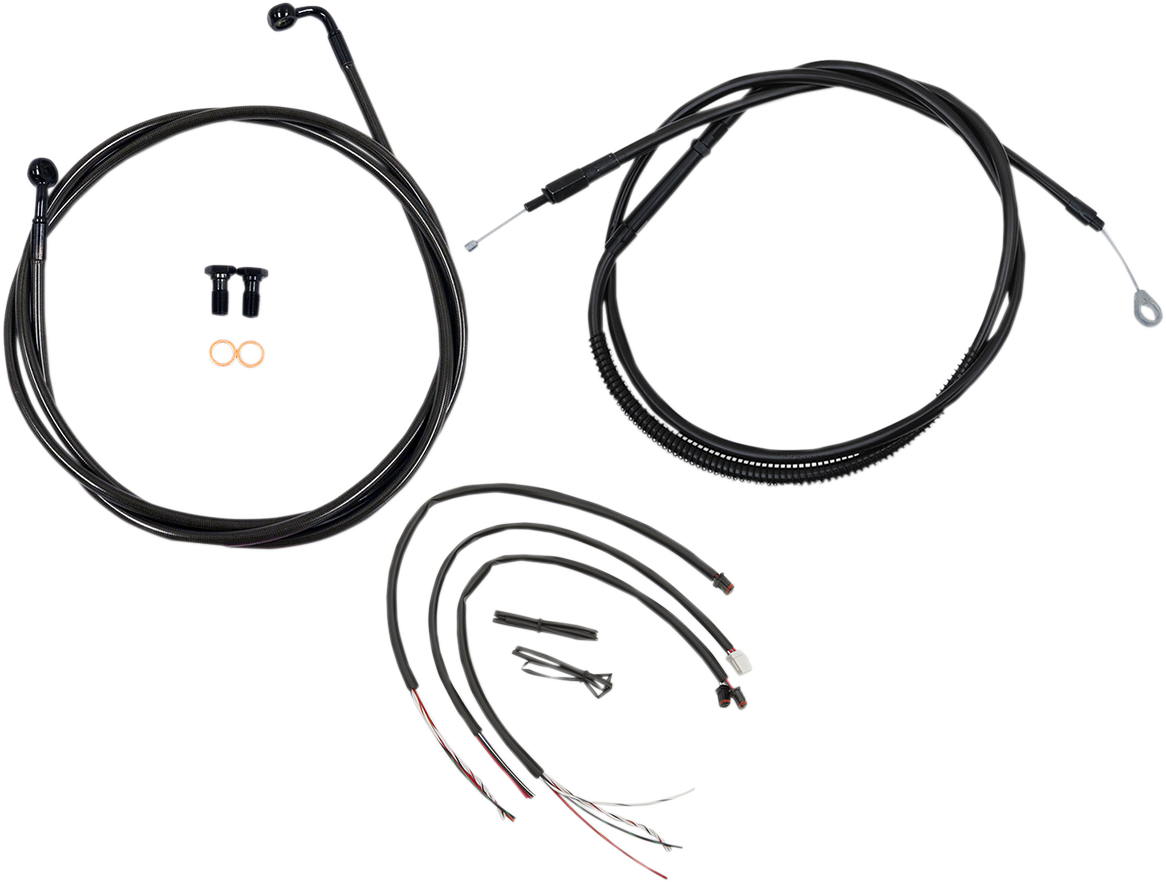 LA CHOPPERS Complete Midnight Braided Handlebar Cable/Brake Line Kit — Standard