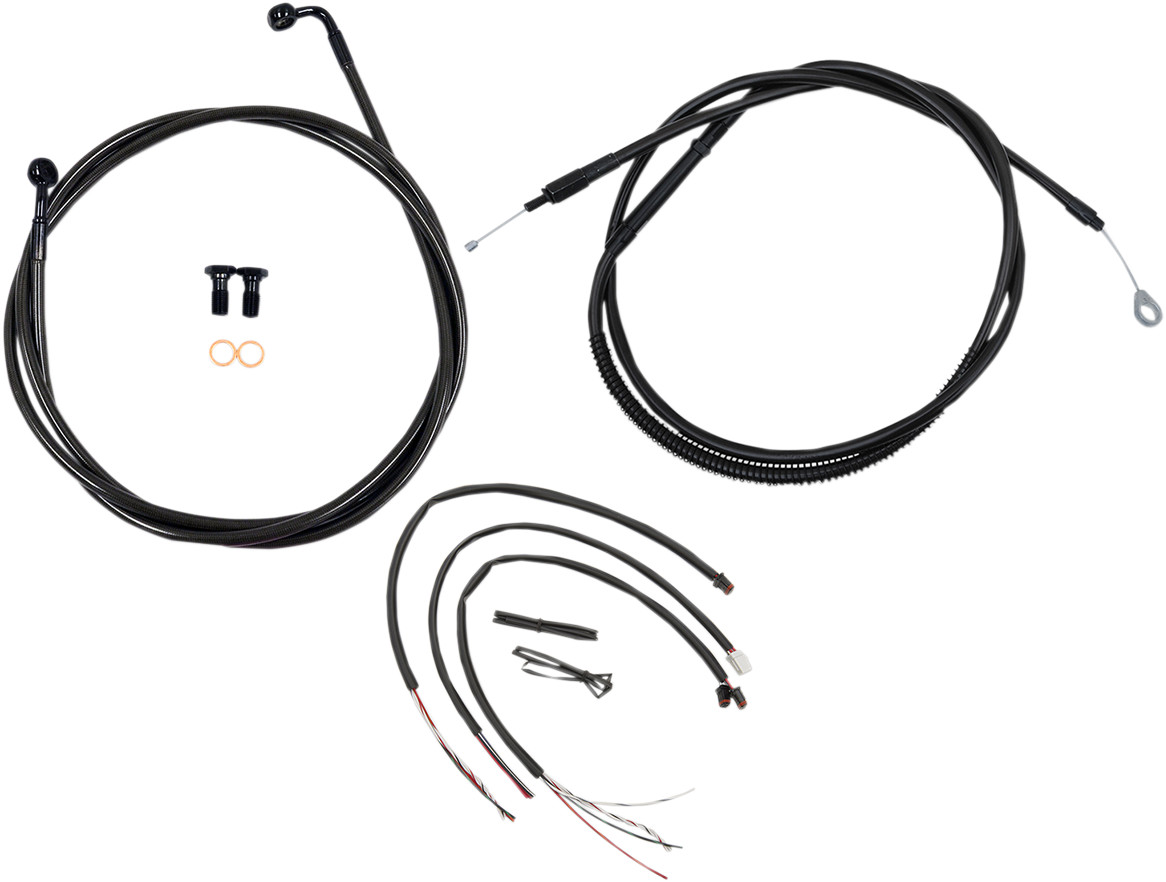 LA CHOPPERS Complete Midnight Braided Handlebar Cable/Brake Line Kit — Standard