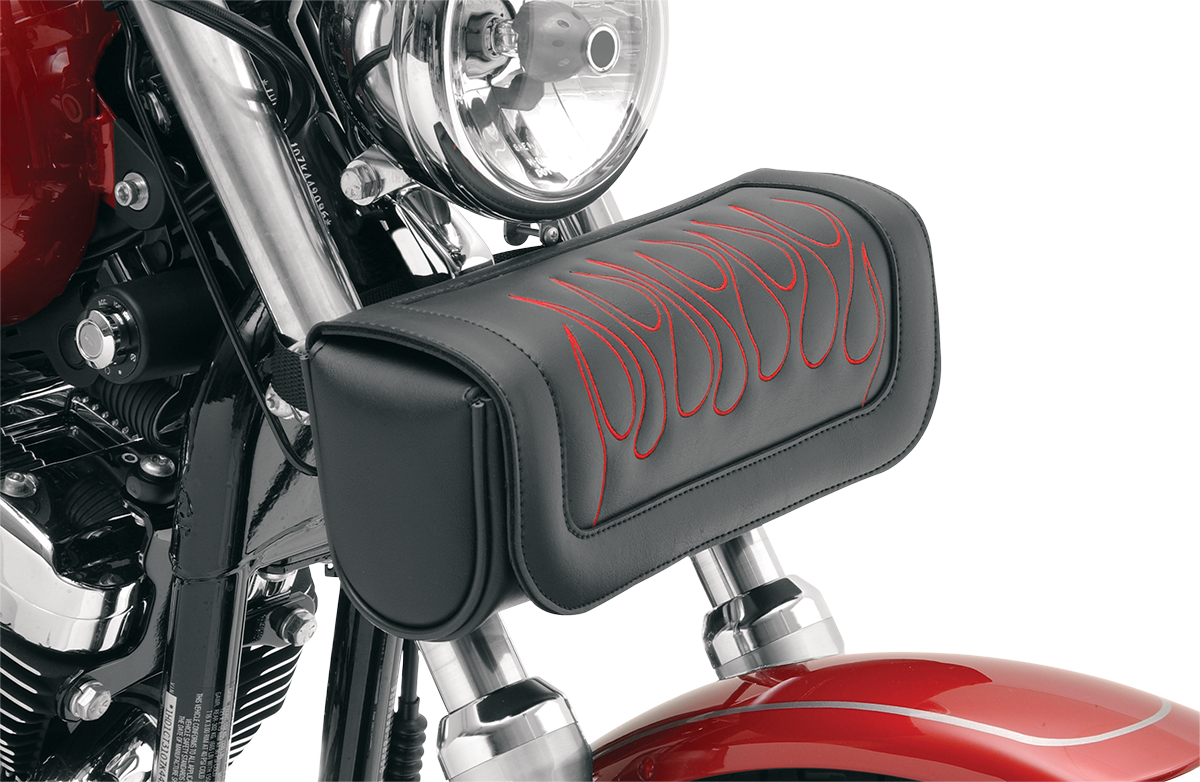 Saddlemen Red Flame Highwaymen Tattoo Front Fork Tool Pouch Bag for Harley