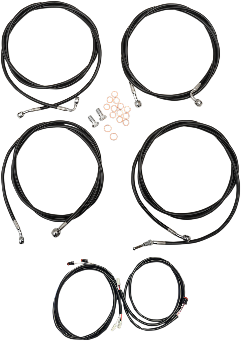 La choppers Complete Plug-and-Play Cable Kit - 15" - 17" Handlebars - '17-'20 Touring - ABS - Black Harley Davidson