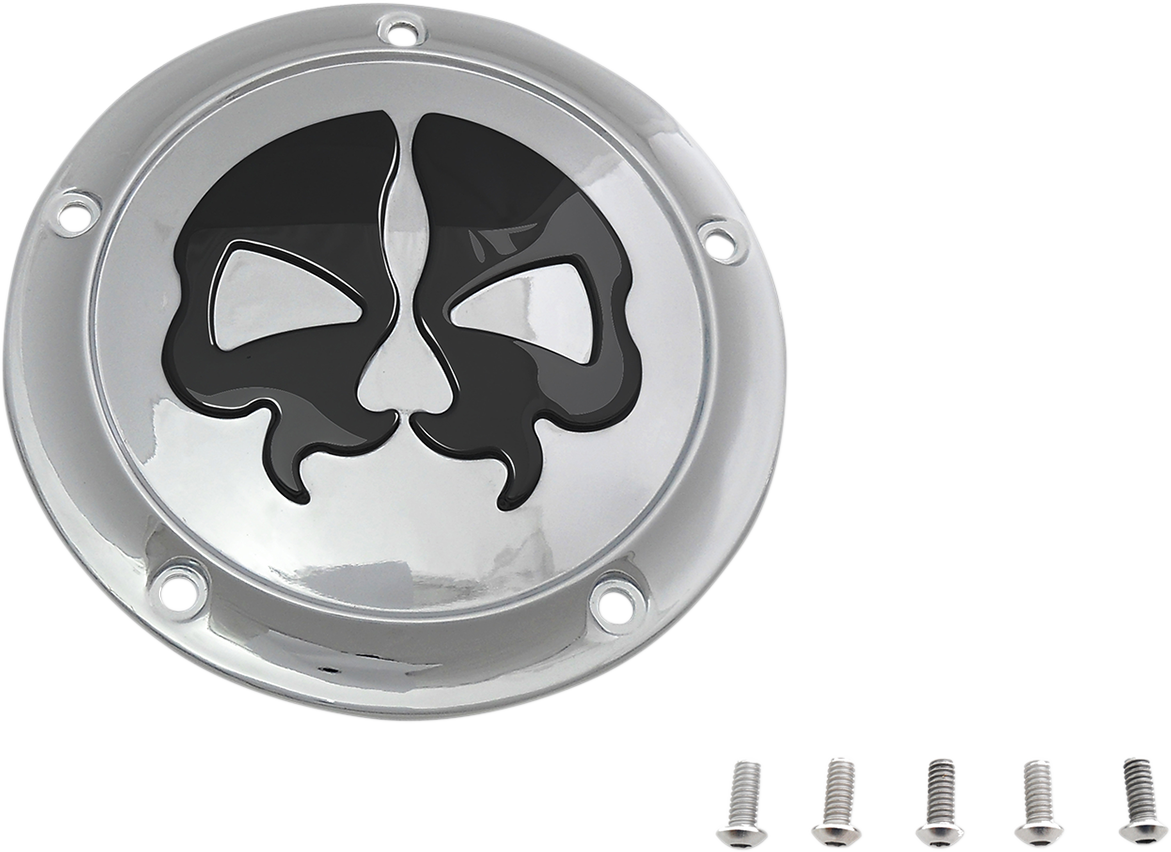Drag specialties Split Skull Derby Cover - Chrome - 5-Hole Harley Davidson