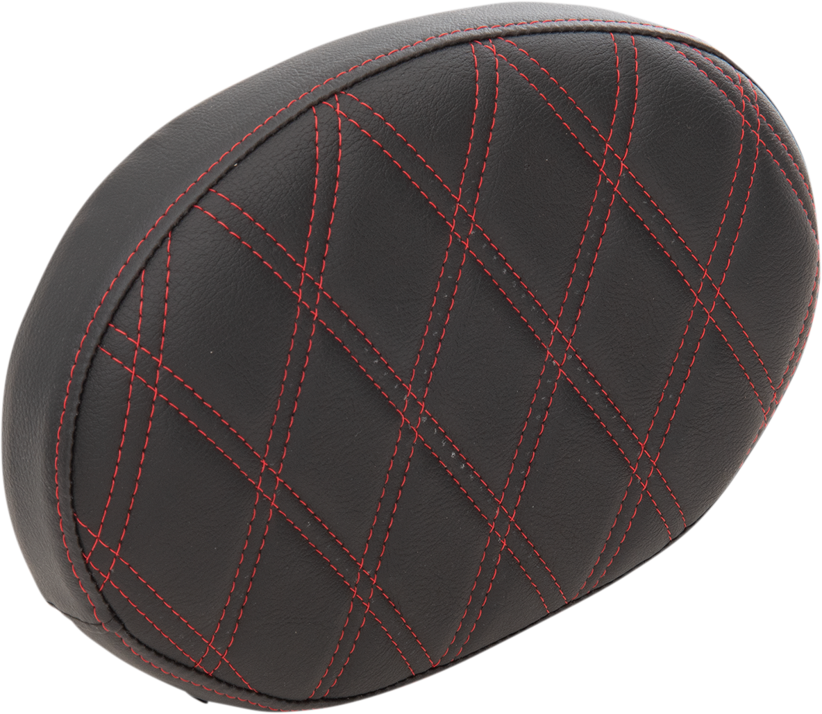 Drag specialties seats Oval Sissy Bar Pad - Double Diamond - Red Stitch - FL '99-'22 Harley Davidson