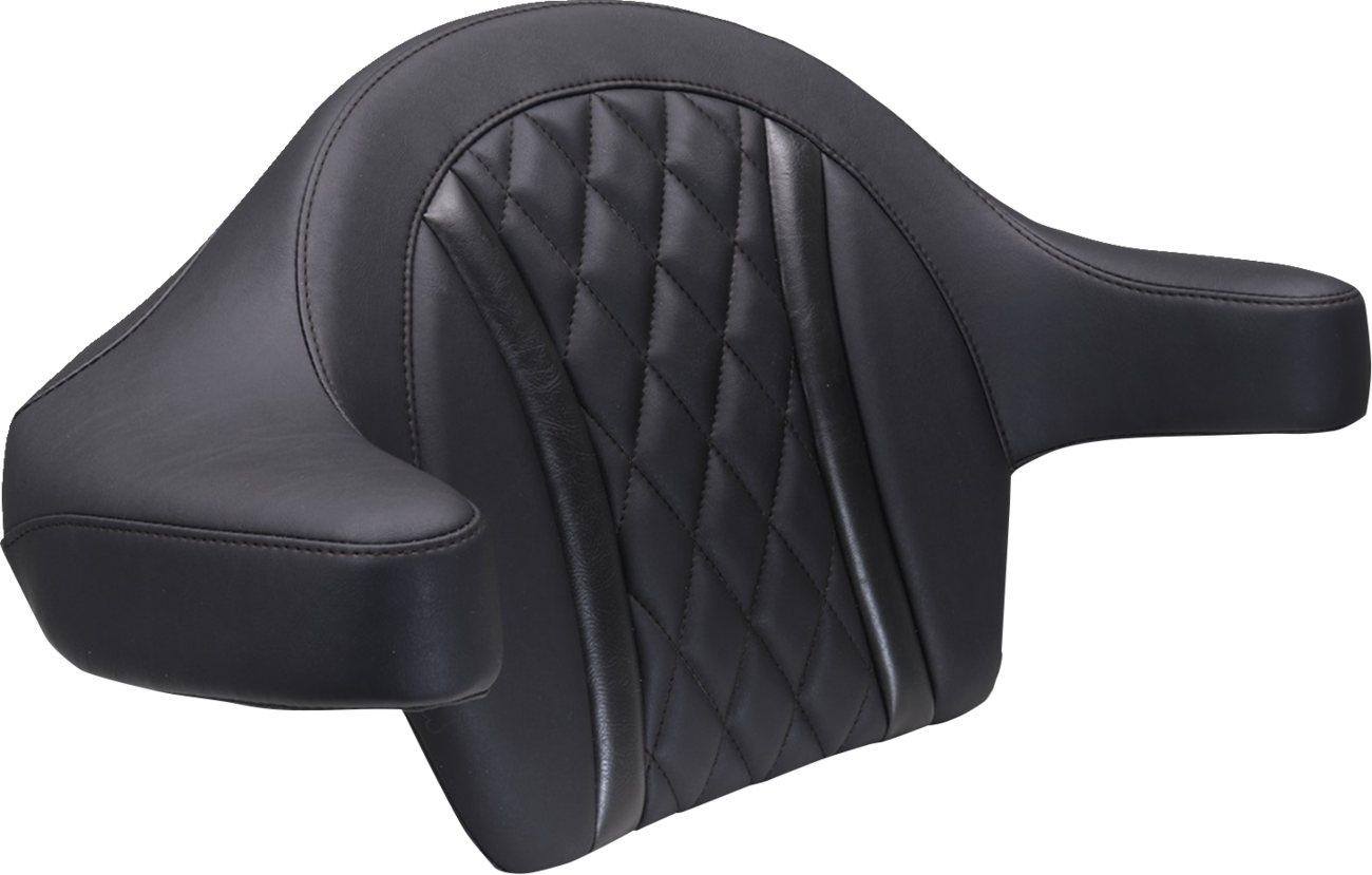 Mustang Deluxe Extended Arm Wrap-around Backrest - Diamond - Black Stitch - FLT/FLH '23-'25 Harley Davidson