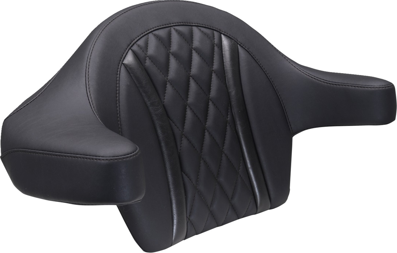 Mustang Deluxe Extended Arm Wrap-around Backrest - Diamond - Black Stitch - FLT/FLH '23-'25 Harley Davidson