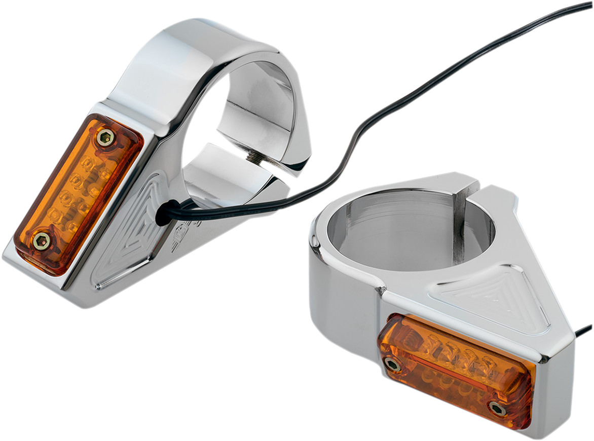 Joker Machine Fork Mount Rectangle Turn Signals For Harley