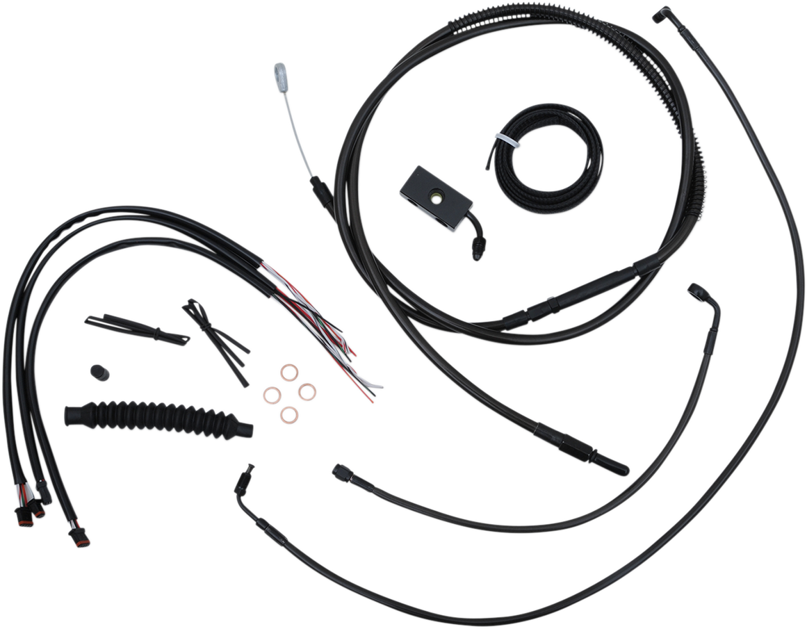 LA CHOPPERS Complete Midnight Braided Handlebar Cable/Brake Line Kit — Standard