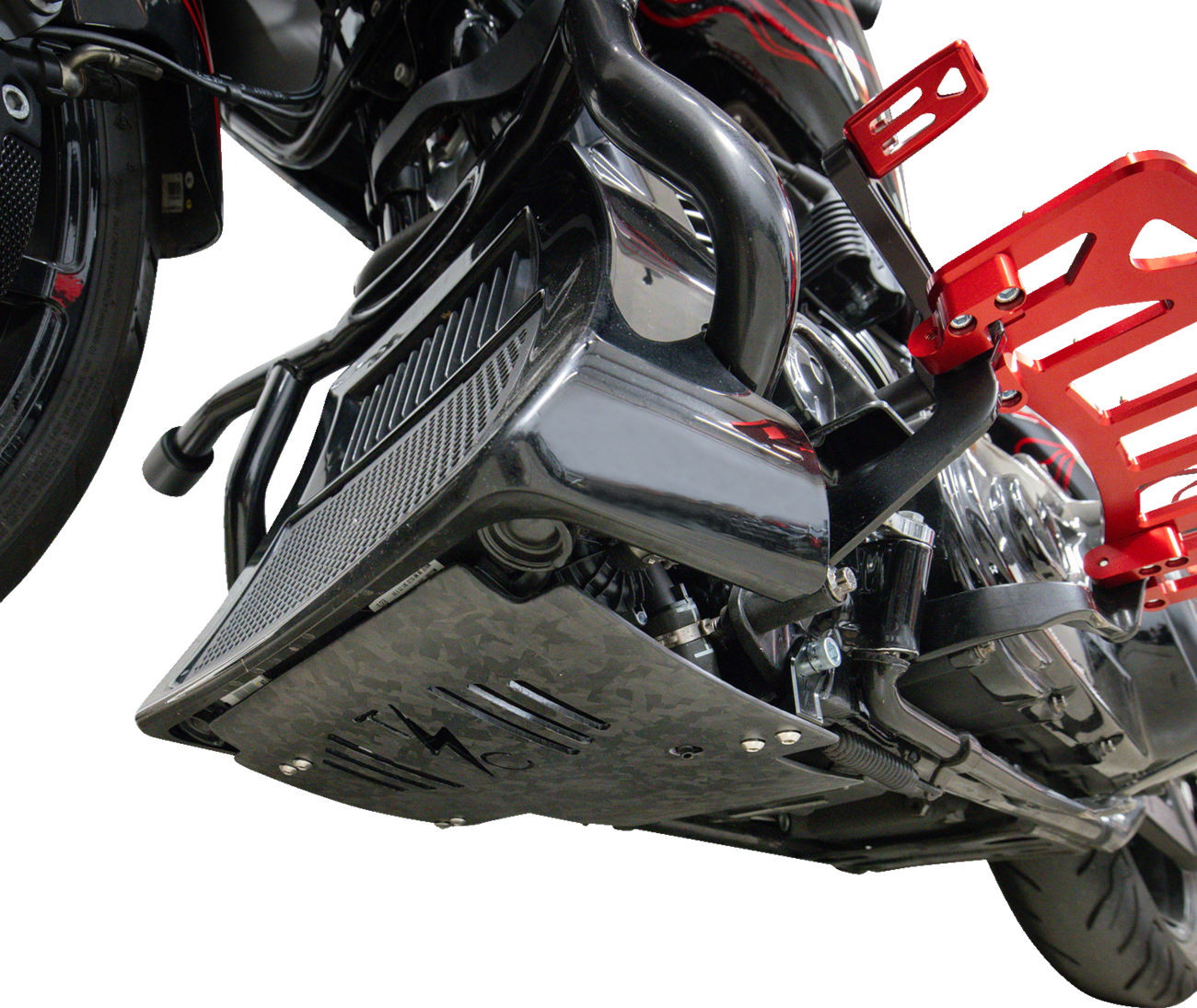 Thrashin supply co. Skid Plate - Carbon Fiber/Forged - With Black Brackets - FLHX/FLTRX 2024-2024 Harley Davidson FLTRX Road Glide / 2024-2024 Harley Davidson FLHX Street Glide