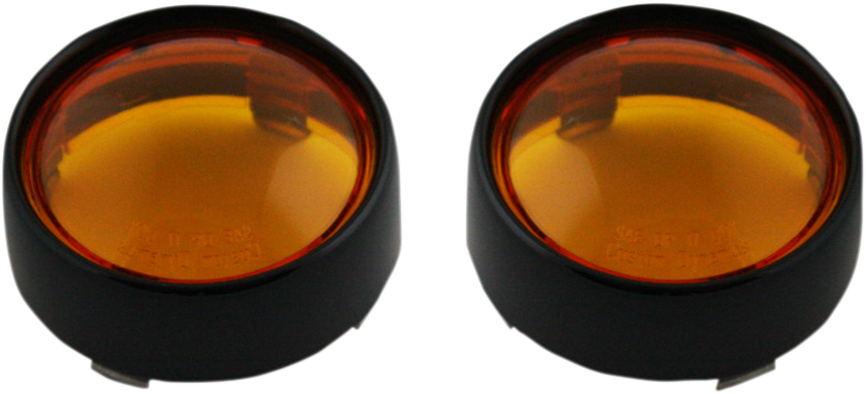 Custom Dynamics Black Amber Lens Probeam Bullet Turn Signal Bezels for Harley